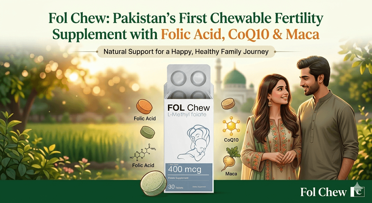 Fol Chew: Pakistan’s First Chewable Fertility Supplement with Folic Acid, CoQ10 & Maca