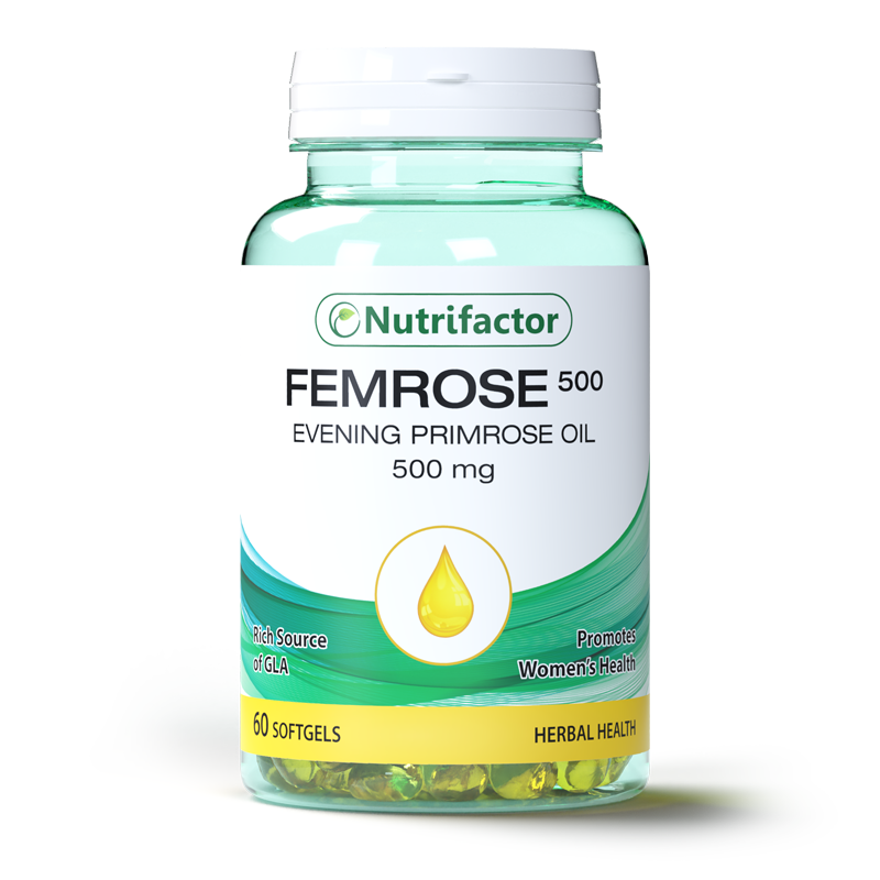 Nutrifactor Femrose 500 Evening Primrose Oil 60 Softgels for Women
