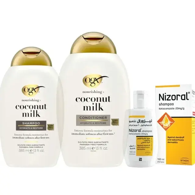 OGX Coconut Milk shampoo and conditioner with Nizoral anti-dandruff shampoo