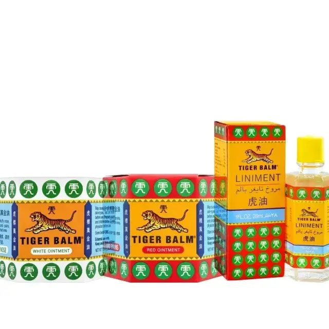Tiger Balm red and white ointments with Tiger Balm liniment