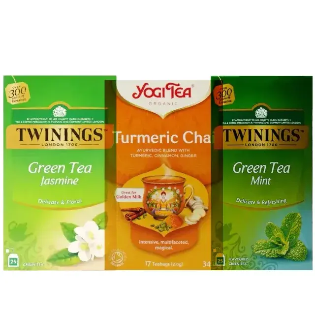 Yogi turmeric chai with Twinings jasmine and mint green tea