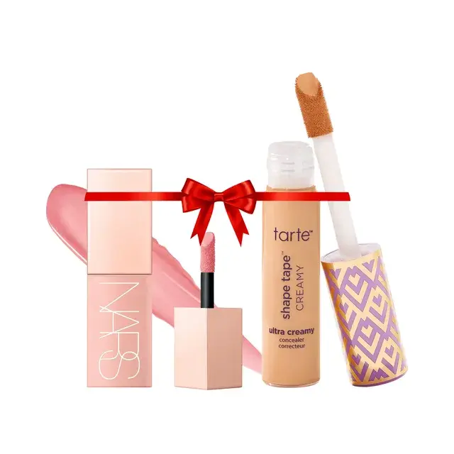 NARS Orgasm liquid blush with Tarte Shape Tape concealer