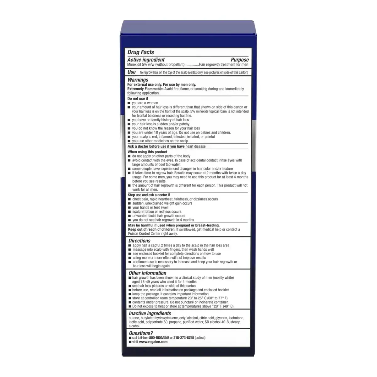Rogaine Men's 5% Minoxidil Foam, 3 Month Supply (3 x 60g)