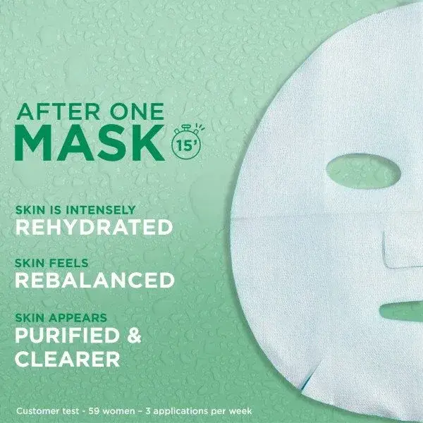 Garnier green tea sheet mask results after one mask