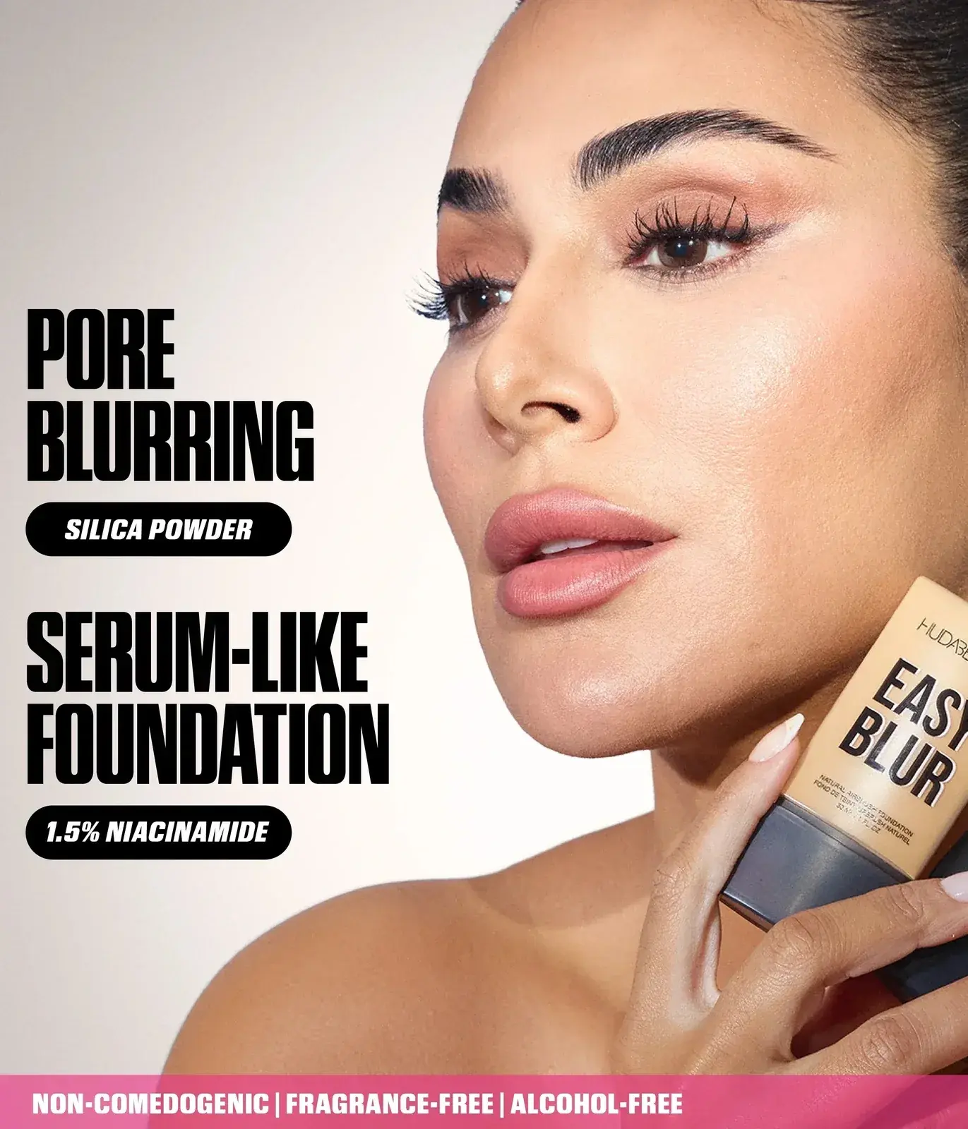 Huda Beauty Easy Blur pore blurring serum-like foundation with 1.5% niacinamide
