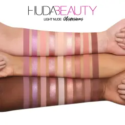 Arm swatches of the Huda Beauty Nude Obsessions Nude Light shades