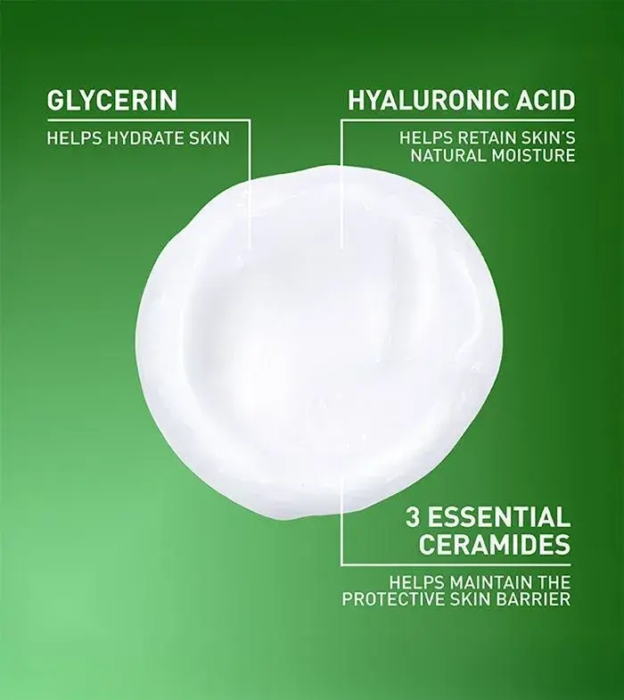 CeraVe Hydrating Facial Cleanser texture with glycerin and hyaluronic acid