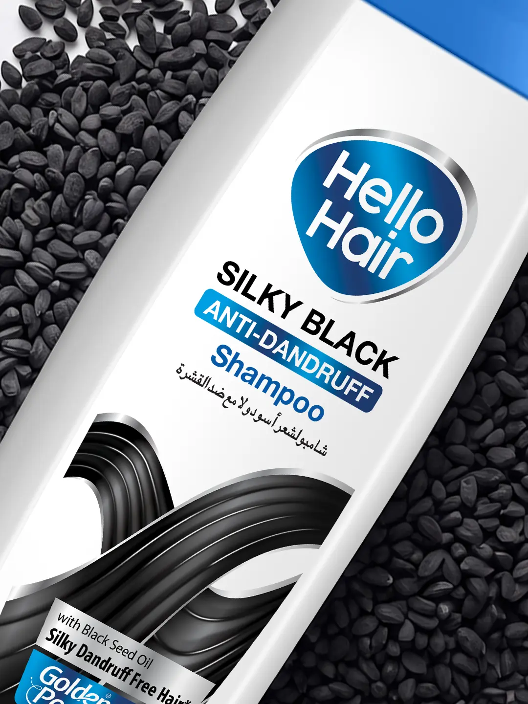 Hello Hair Silky Black Anti-Dandruff Shampoo with Black Seed Oil – For Silky, Shiny & Flake-Free Hair