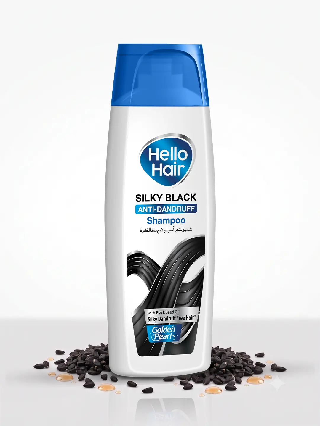 Hello Hair Silky Black Anti-Dandruff Shampoo with Black Seed Oil – For Silky, Shiny & Flake-Free Hair