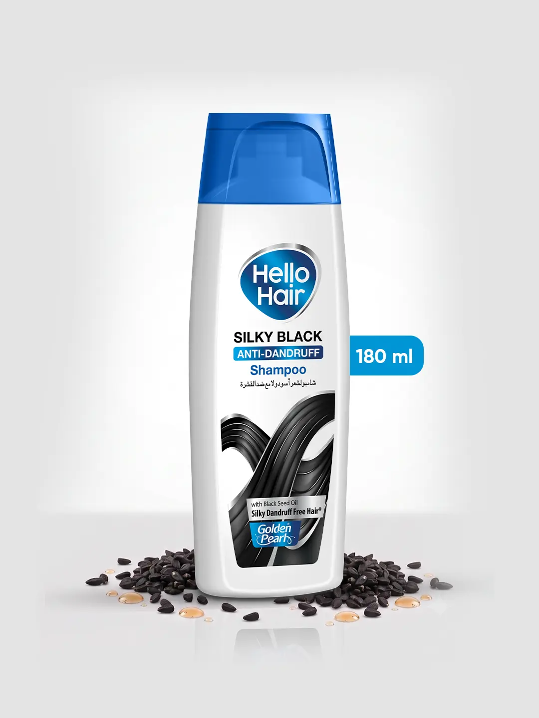 Hello Hair Silky Black Anti-Dandruff Shampoo with Black Seed Oil – For Silky, Shiny & Flake-Free Hair