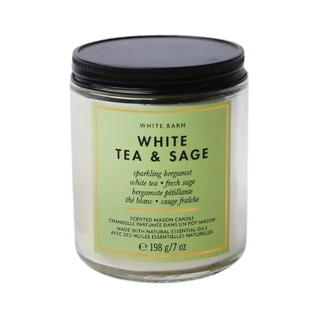 Bath & Body Works White Tea & Sage Single Wick Candle 198g