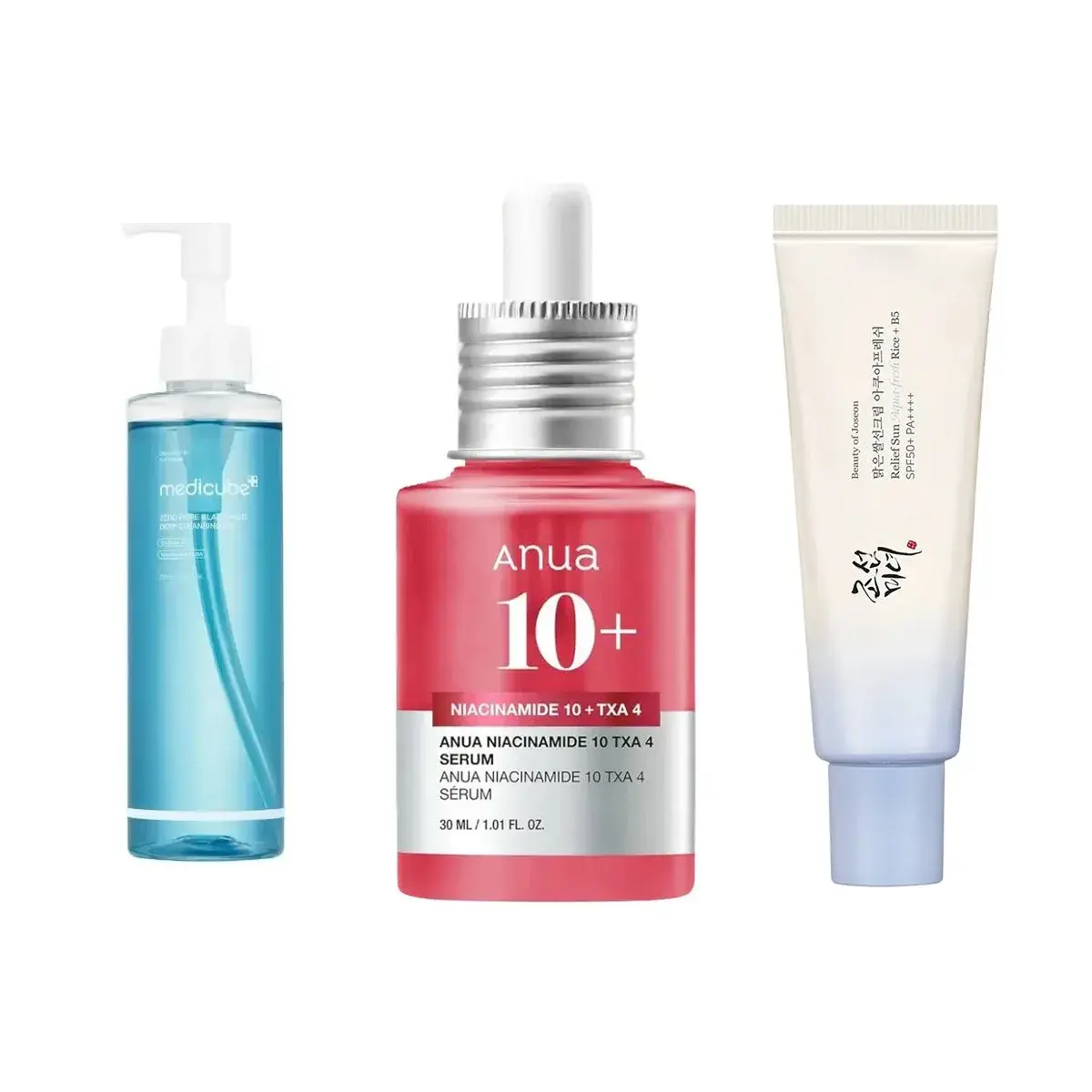 Yellow Pink Korean Oily Skin Set: Anua + Medicube + Beauty of Joseon