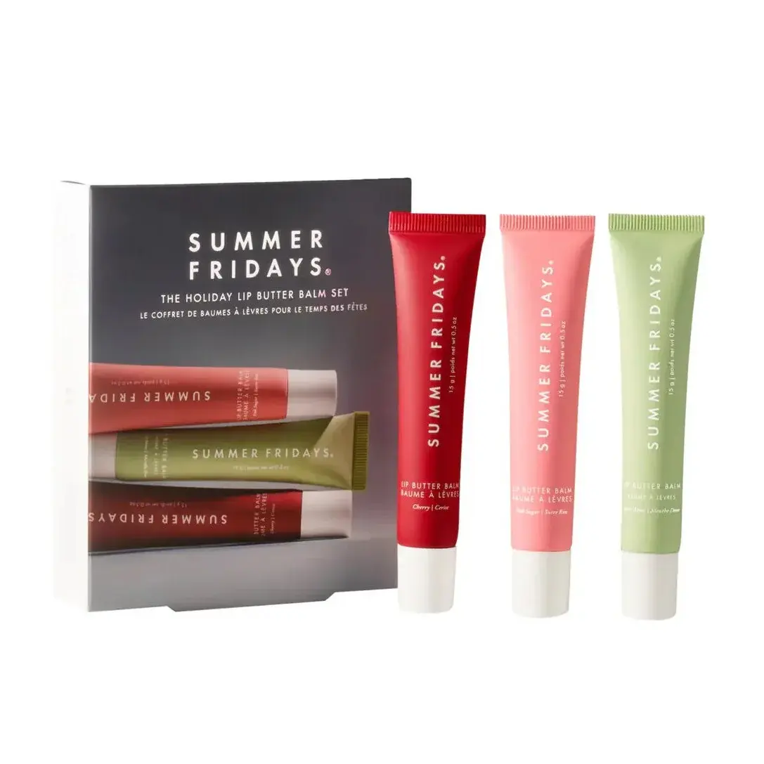 Summer Fridays The Holiday Lip Butter Balm Set (Pink Sugar, Sweet Mint, Cherry, 3 x 15g)